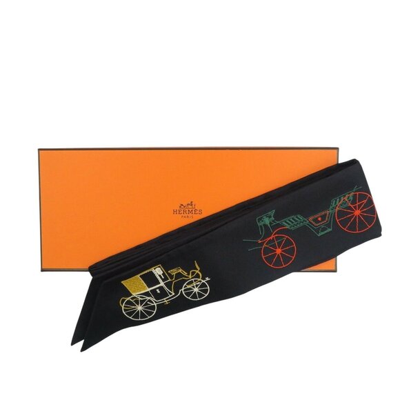 HERMES Authentic Black Silk Scarf - Picture 4 of 5